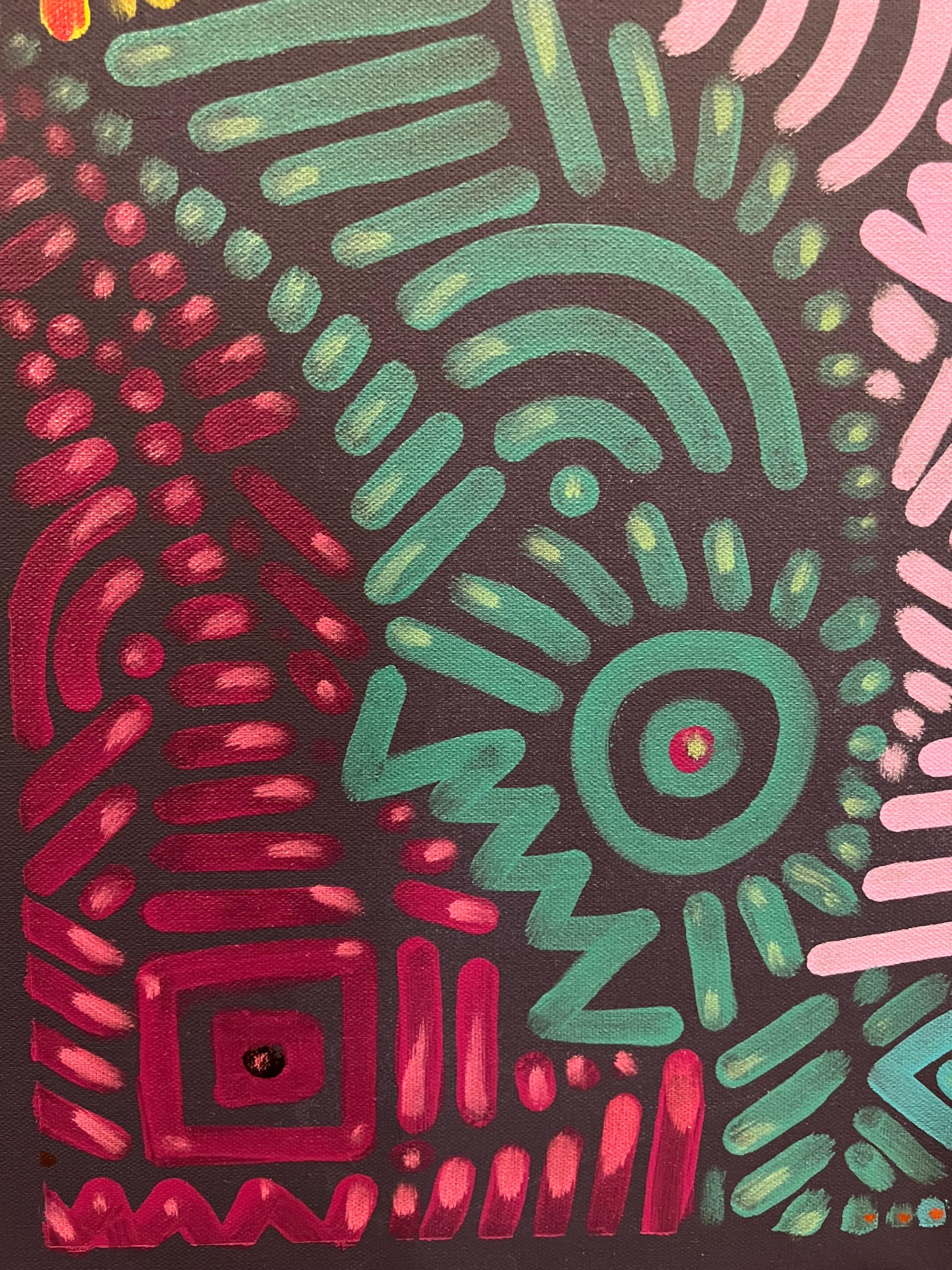 Contemporary Color Swirls, Keith Haring inspired unique Abstract Painting For Sale 3