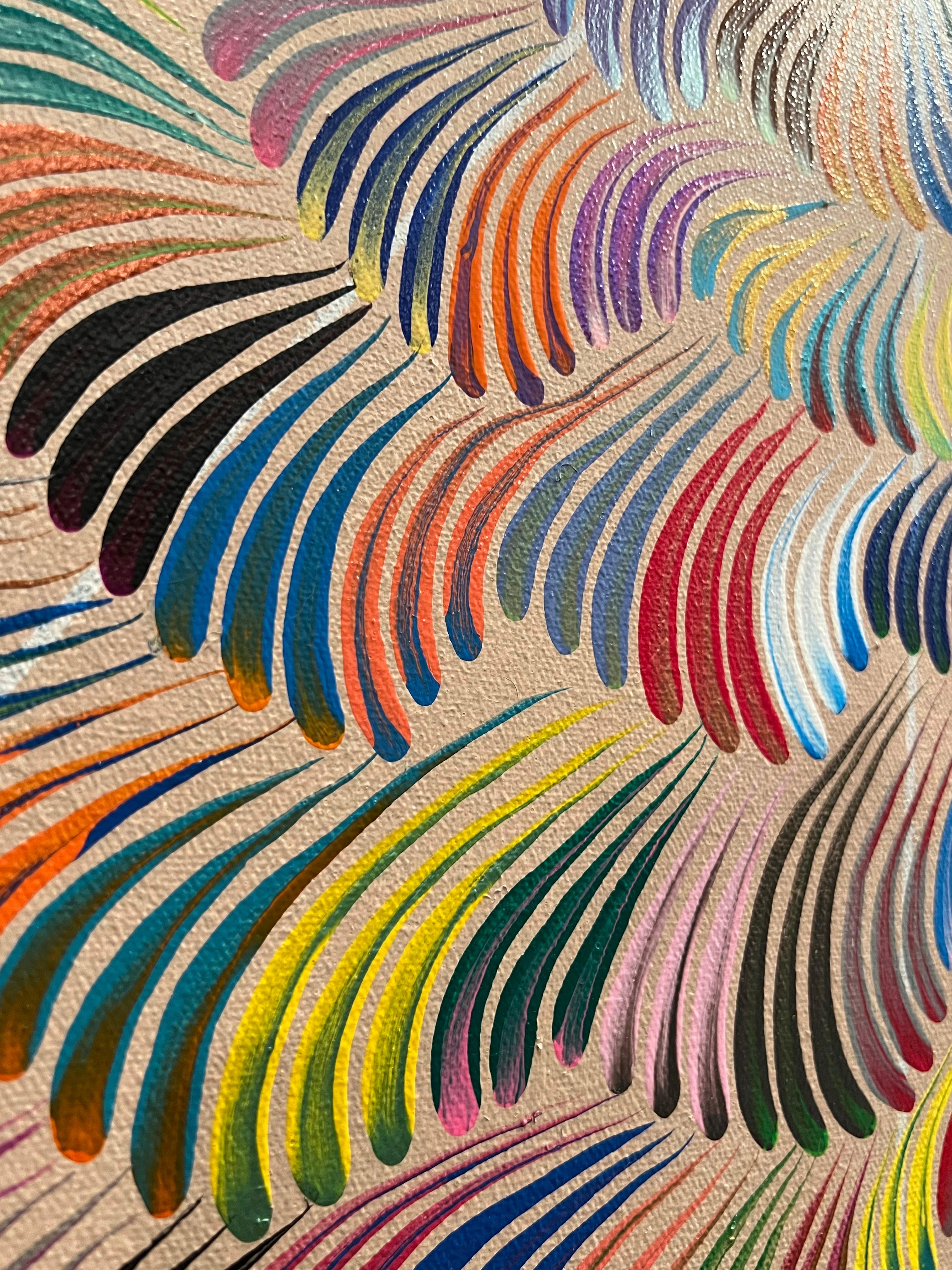 Tourbillons de couleurs contemporains, peinture abstraite vibrante inspirée de Keith Haring - Géométrique abstrait Mixed Media Art par Avi Ash