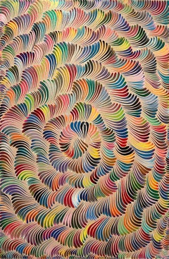 Contemporary Color Swirls, Keith Haring inspirierte lebendige abstrakte Malerei
