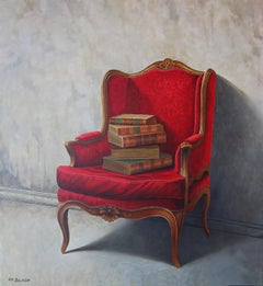 Fauteuil rouge Peinture figurative, 90x80 cm, New