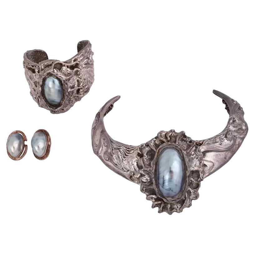 A. Silver Heller Set di gioielli con perle Mabe in 3 pezzi in vendita