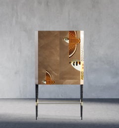 Avian Bar Cabinet In Tiger Eye Stone
