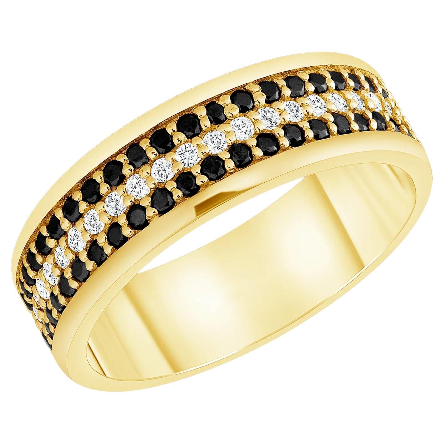 Bague d'éternité en or 14K avec diamant noir taillé en rond