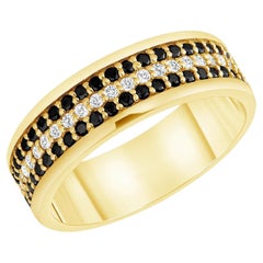 Round Cut Black Diamond 14K Gold Eternity Band Ring