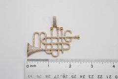 Avianne 10k Yellow Gold Diamond Trumpet "MUSIC" Pendant, 22.0g