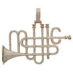 Colgante "MUSICA" Trompeta de Diamantes de Oro Amarillo de 10k Avianne, 22,0 g