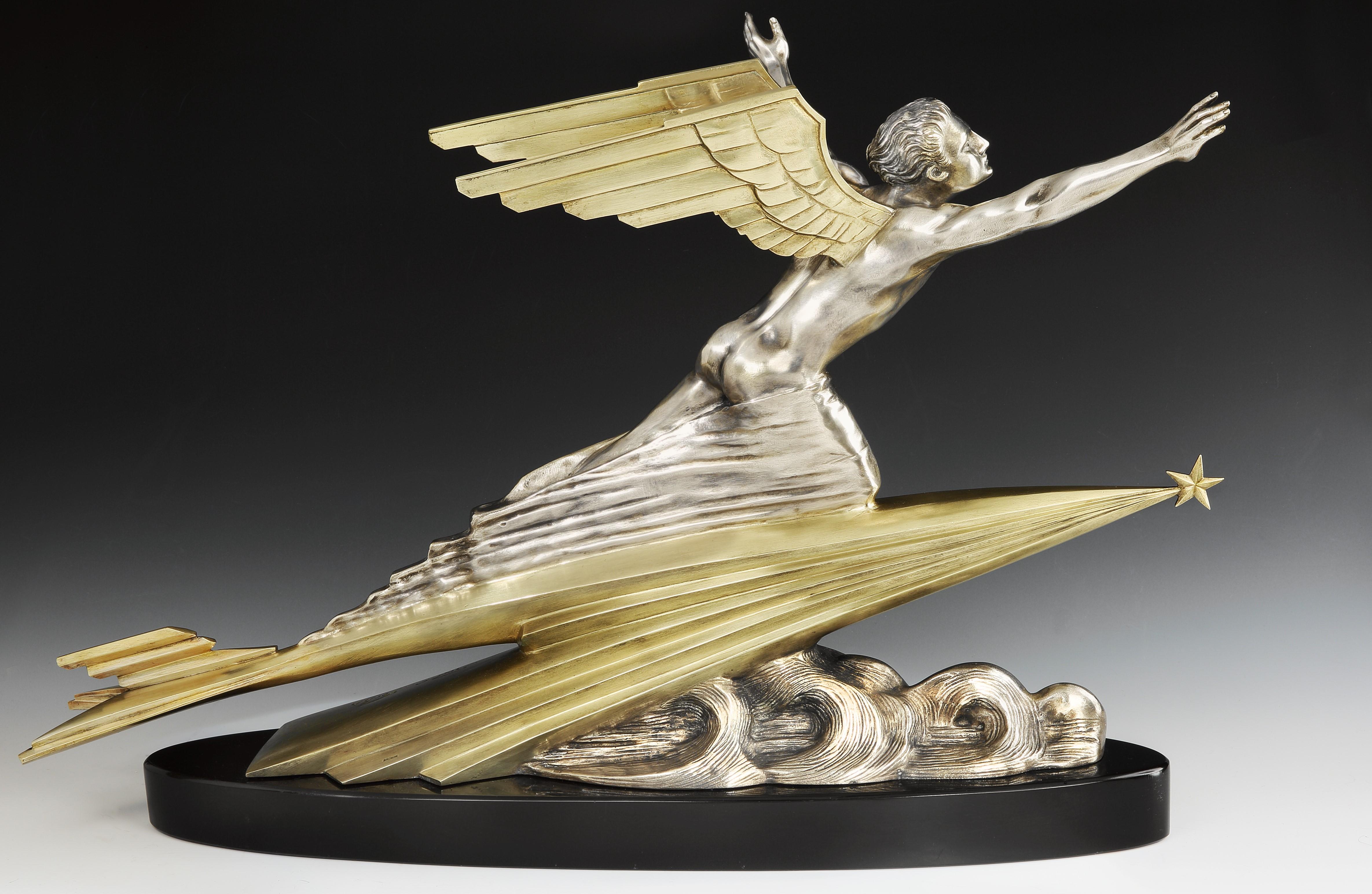 French 'Aviation' Art Deco Bronze by Frederic Focht, 1925