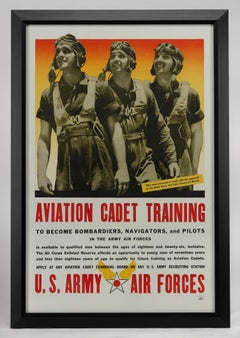 "Aviation Cadet Training, U.S. Army Air Force" Vintage WWII  Recruitment Poster