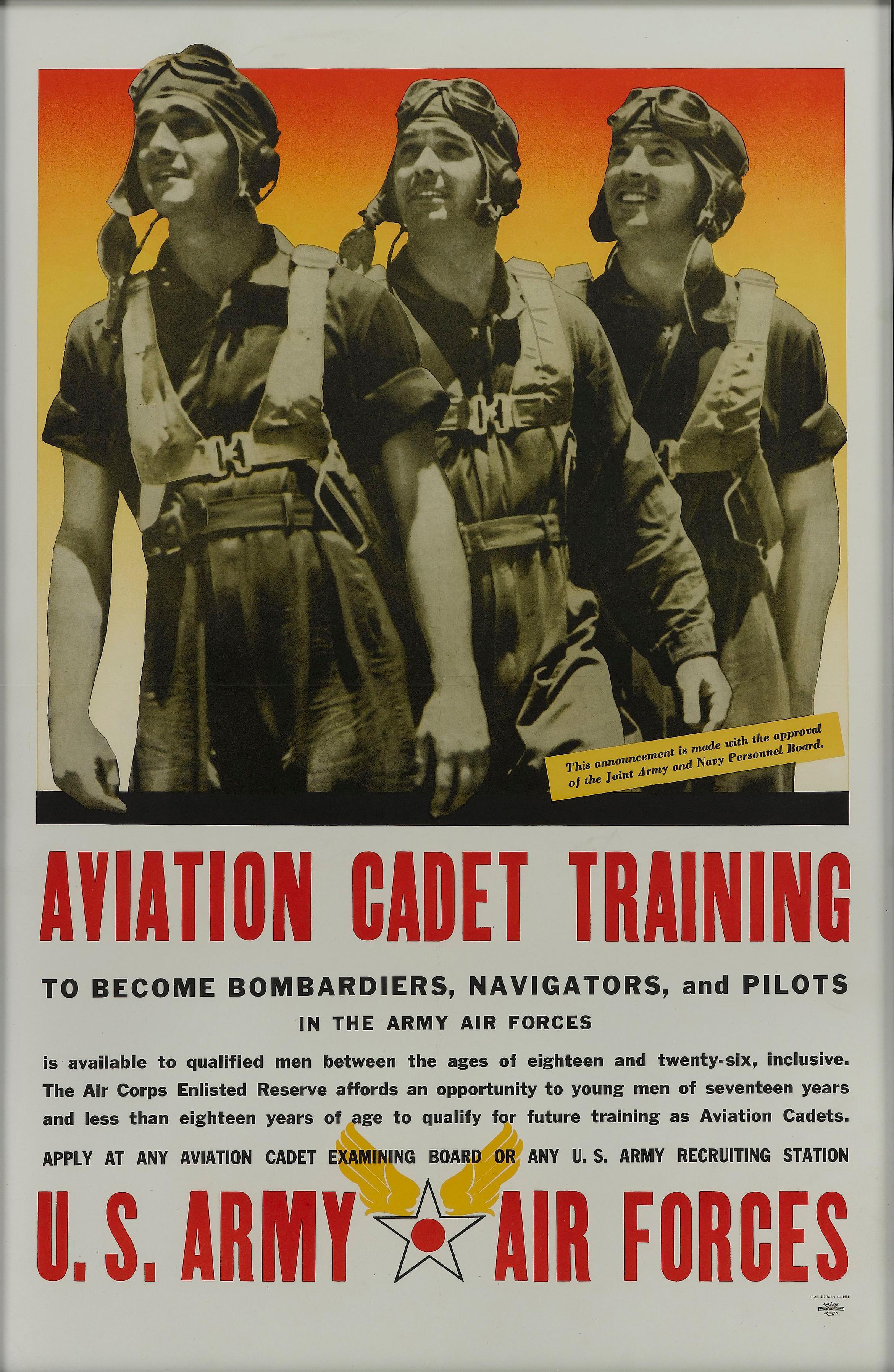 „Aviation Cadet Training, U.S. Army Air Force“, Vintage- Rekrutierungsplakat aus dem Zweiten Weltkrieg (Moderne der Mitte des Jahrhunderts) im Angebot