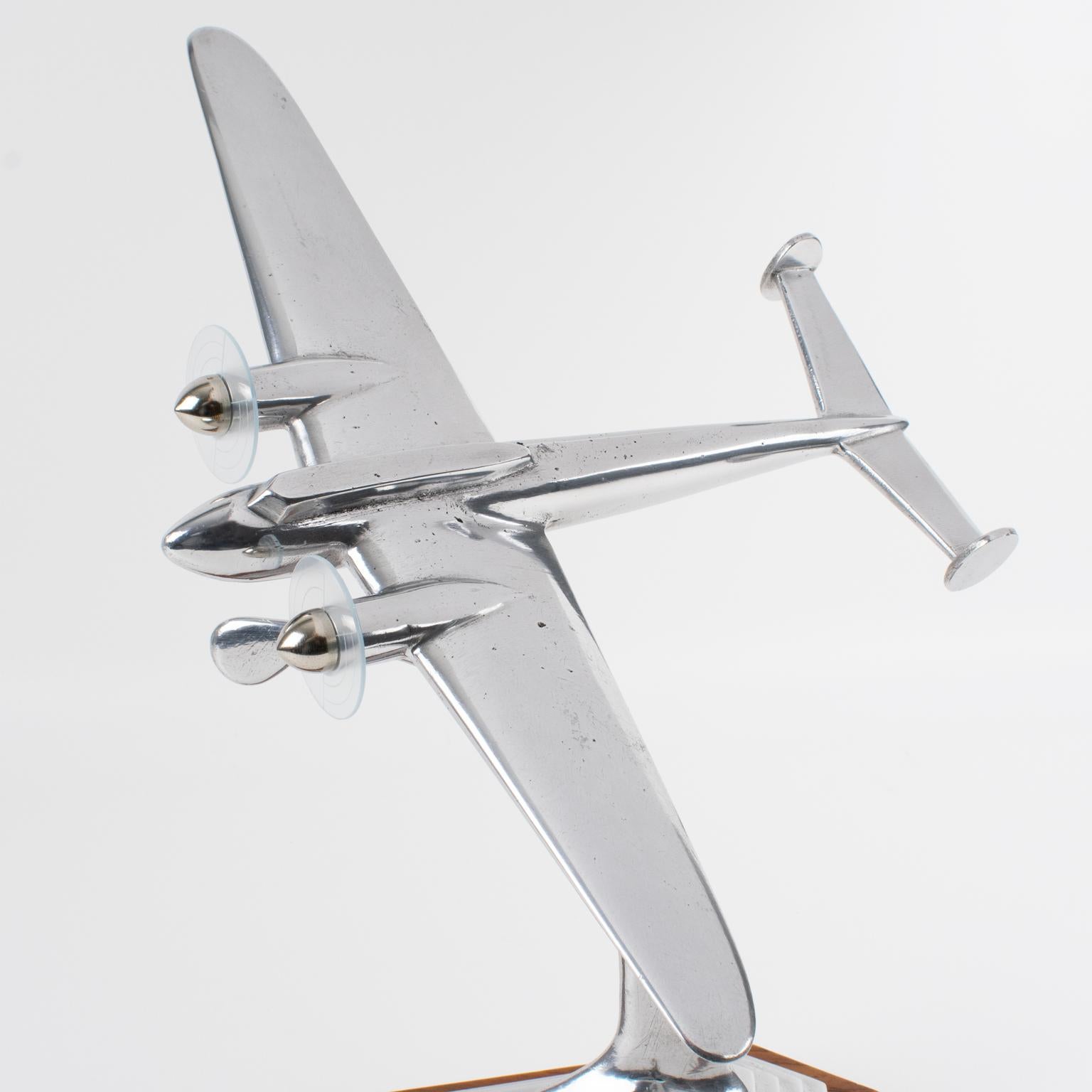 Aviation Cast Aluminum and Wood Airplane Model, France 1940s In Good Condition In Atlanta, GA