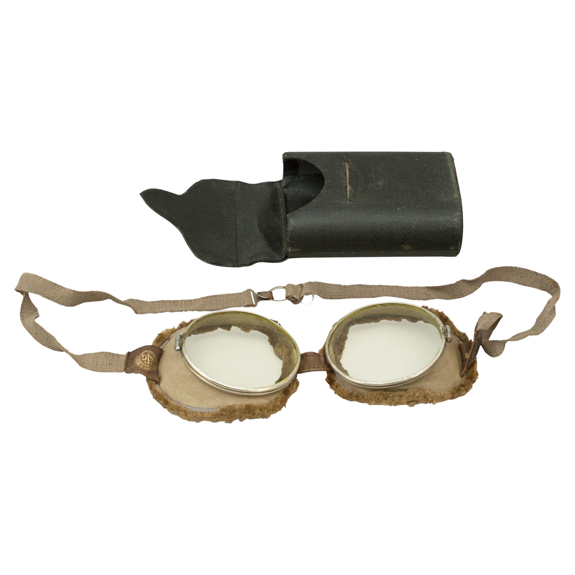 Aviation Motoring Goggles In Original Case. Triplex "A3"  For Sale