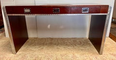 Aviator Aluminum, Mahogany and Leather Writing Desk