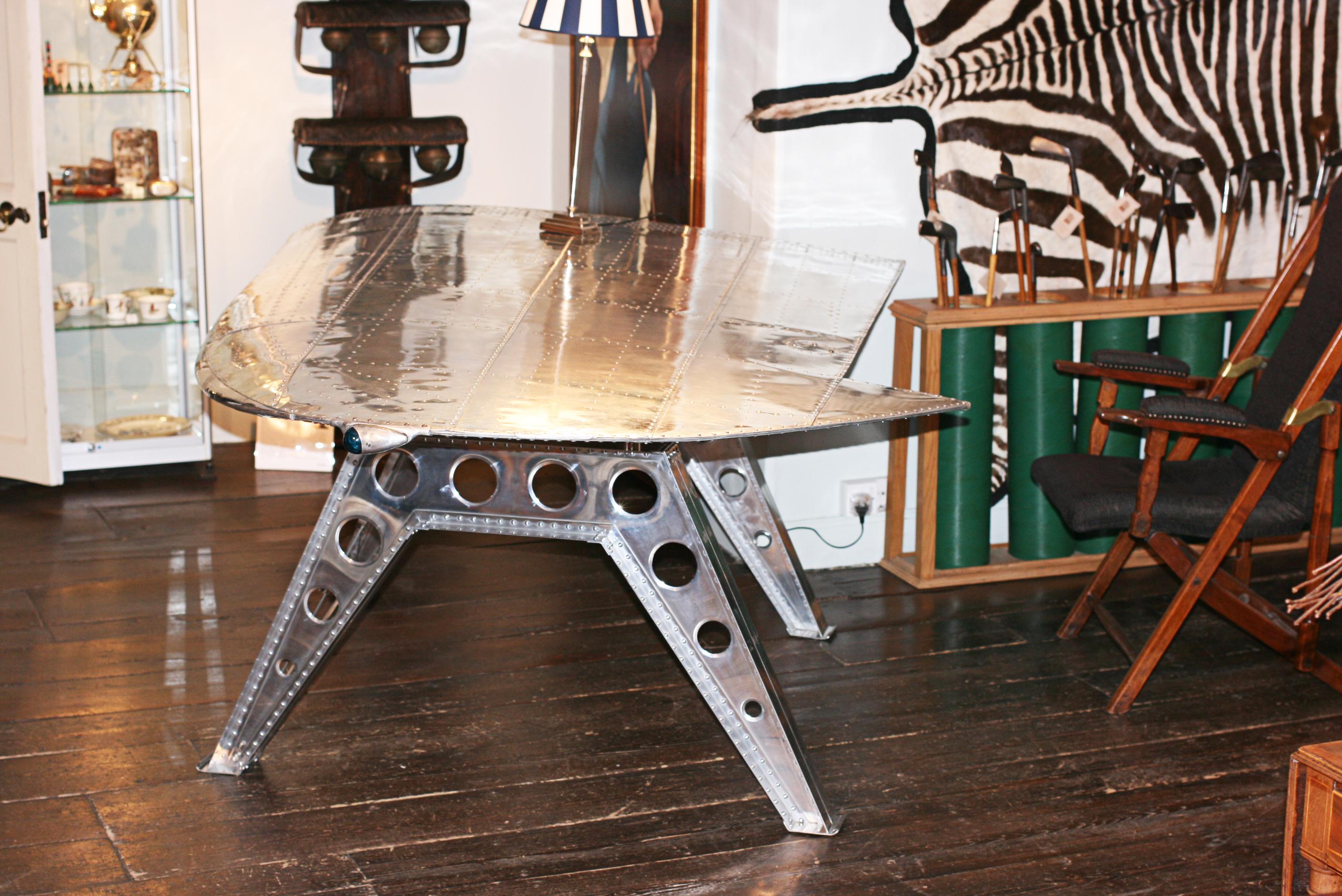 Aluminum Aviator DC3 Aeroplane Wing Desk in Aluminium