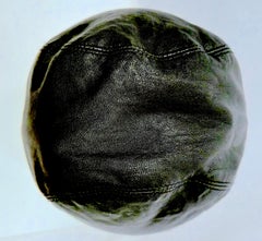 Aviator Handmade Leather & Cotton Velvet SoftHelmet Black Cap Hat, MidCentury