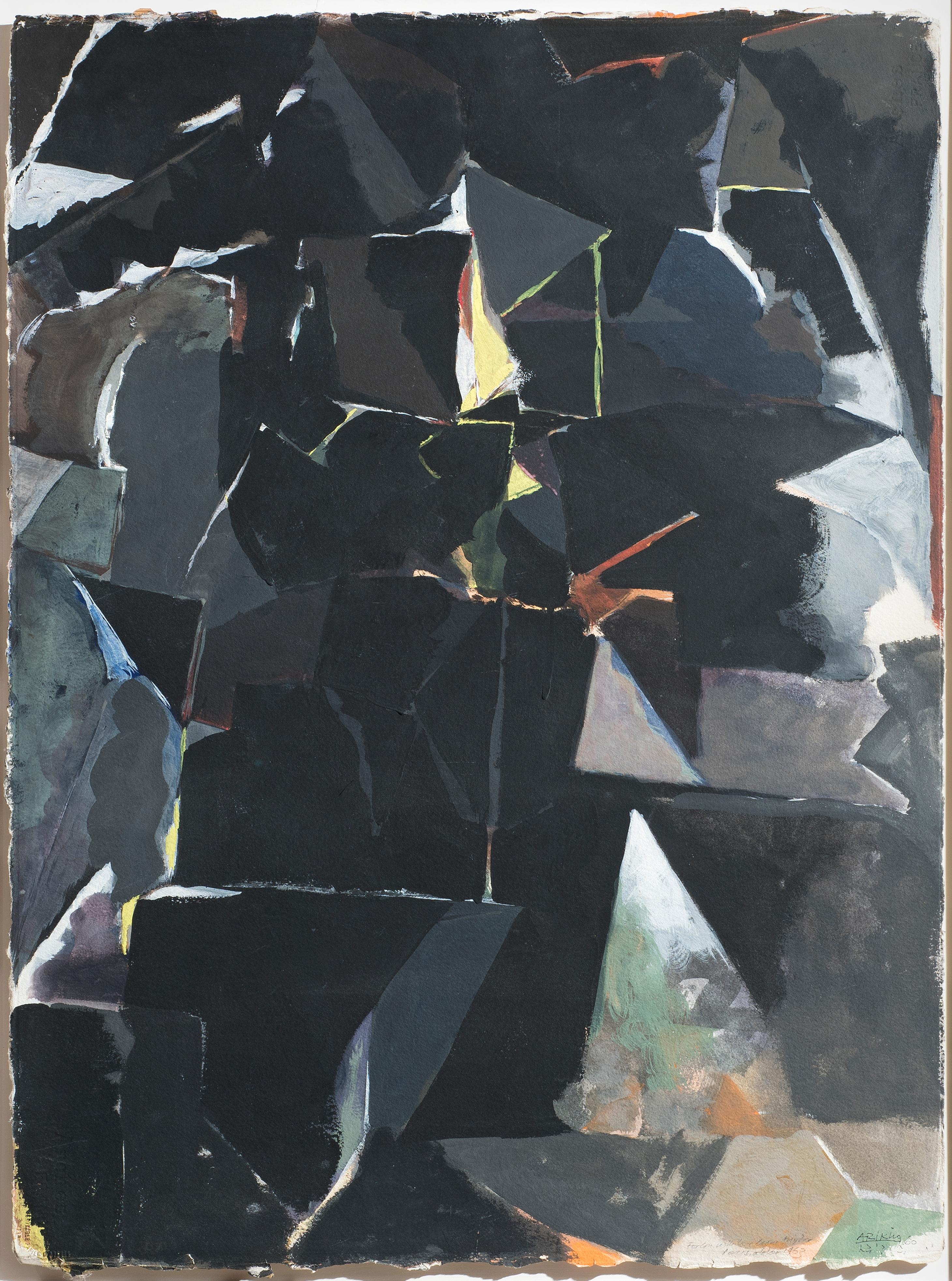 Abstract Painting Avigdor Arikha - composition abstraite en noir