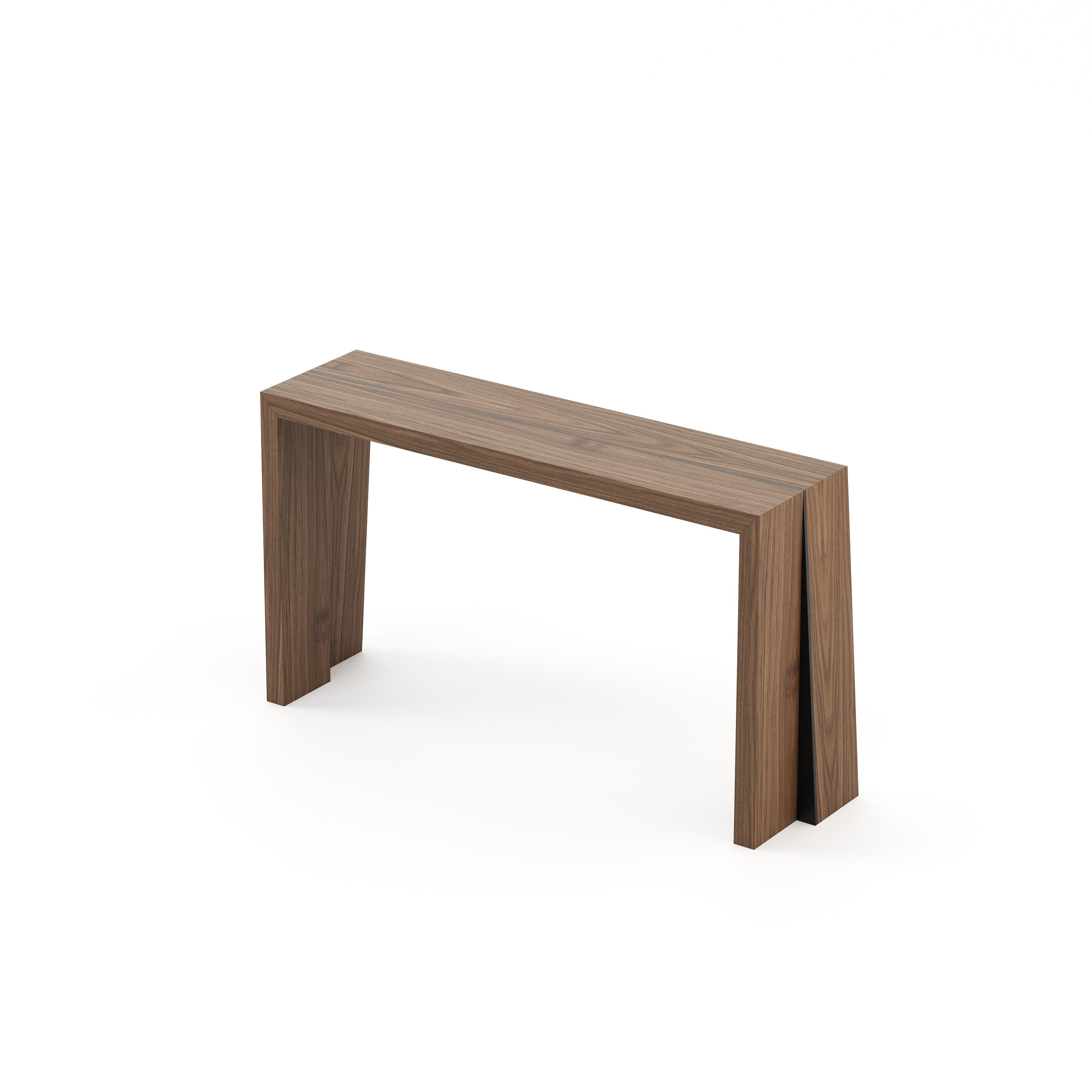 Modern 21st-century modern console table with drawer, with customisable wood For Sale