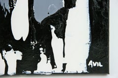Black and White Abstract Painting, Oil on Canvas, Signed