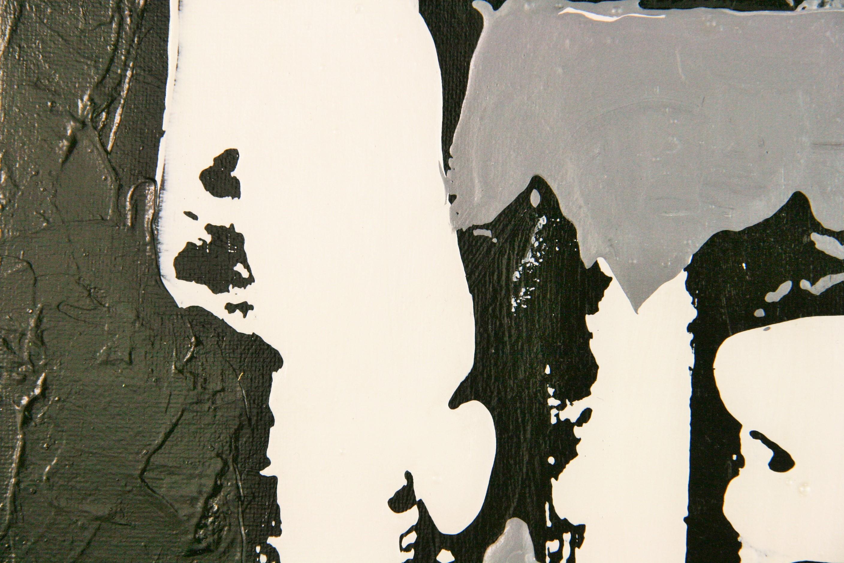 5-3290 Deep Space, un acrilico contemporaneo in bianco e nero su tela firmato da Avil. Non incorniciato