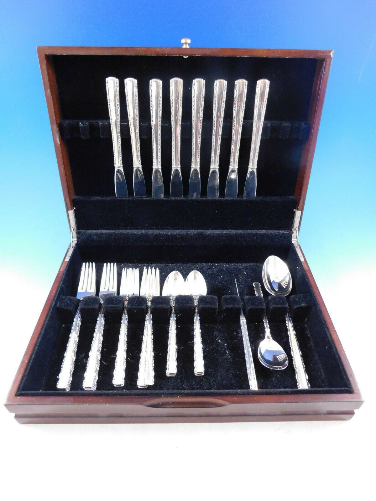Scarce Avila by Alvin, circa 1969, sterling silver flatware set - 35 pieces. This set includes:

8 knives, 9