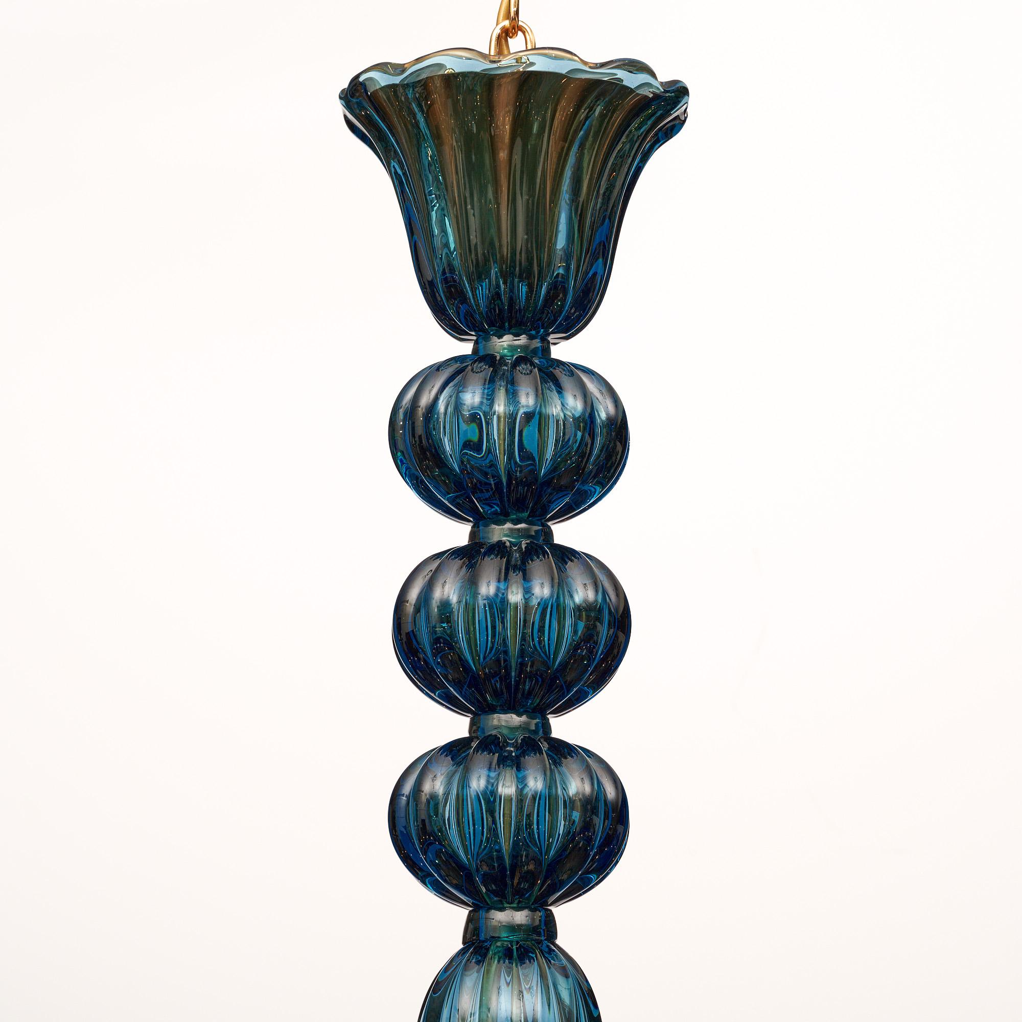 Vetro di Murano Lampadario in vetro di Murano blu Avio in vendita
