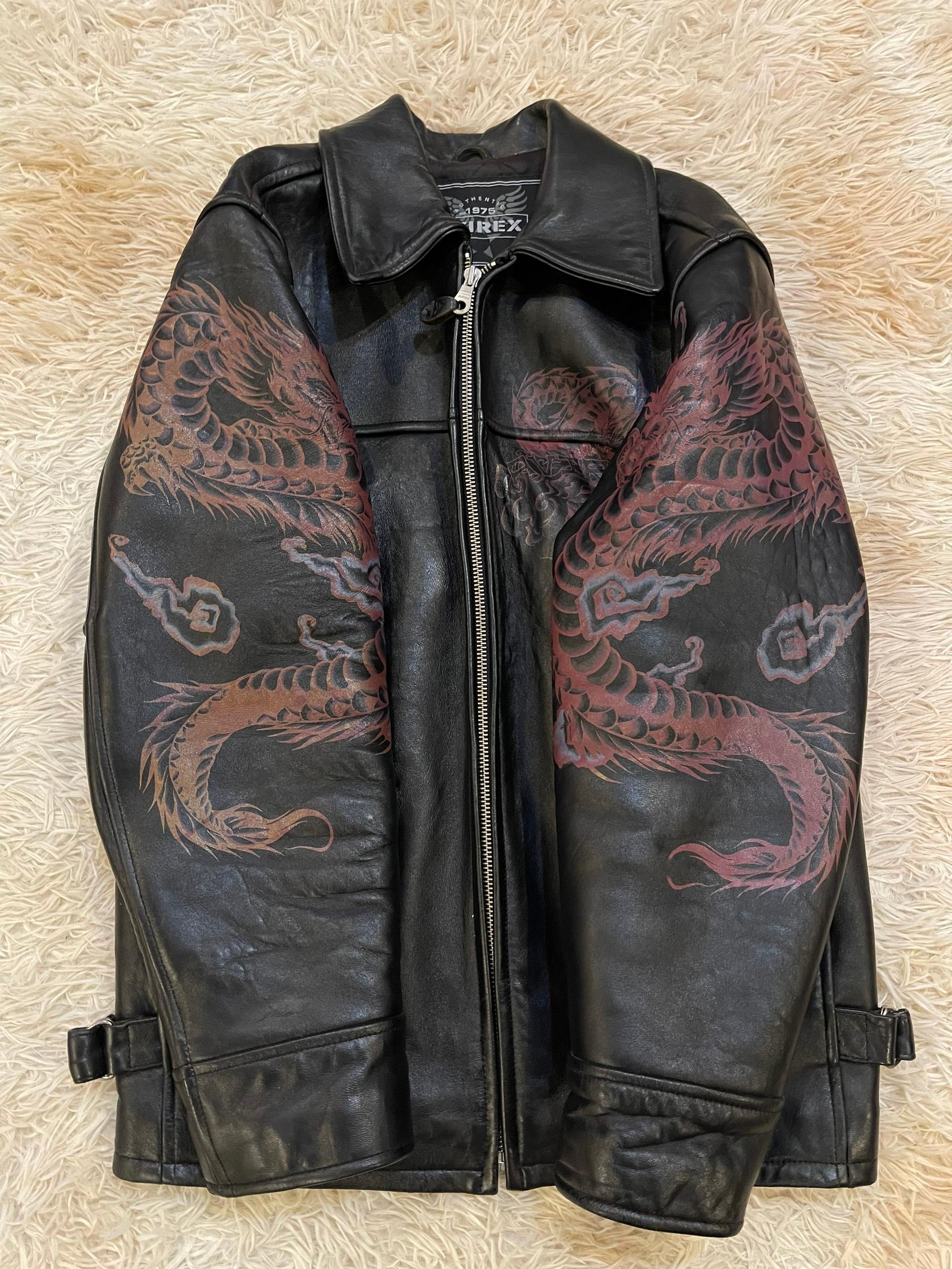 Avirex Limited Edition Hand Painted Dragon Leather Jacket, 3 of 300 In Excellent Condition For Sale In Tương Mai Ward, Hoang Mai District