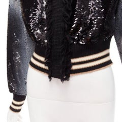 AVIU black white spray paint effect sequins cropped bomber jacket IT38