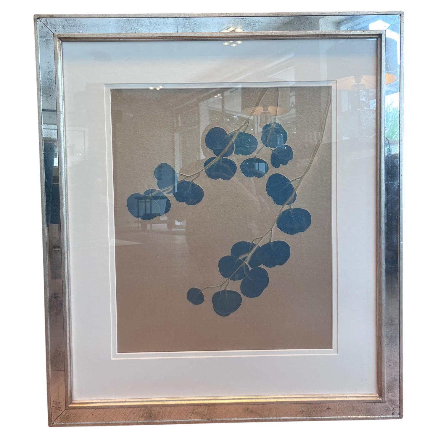 Aviva Textiles - Eucalyptus Cream, Silver Leaf Mirror Frame For Sale