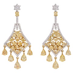 Avize Earrings - 6.81 Carat Yellow Diamond 18K White Gold