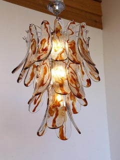 AVMazzega Amber Murano Glass and Chrome Pendant Light