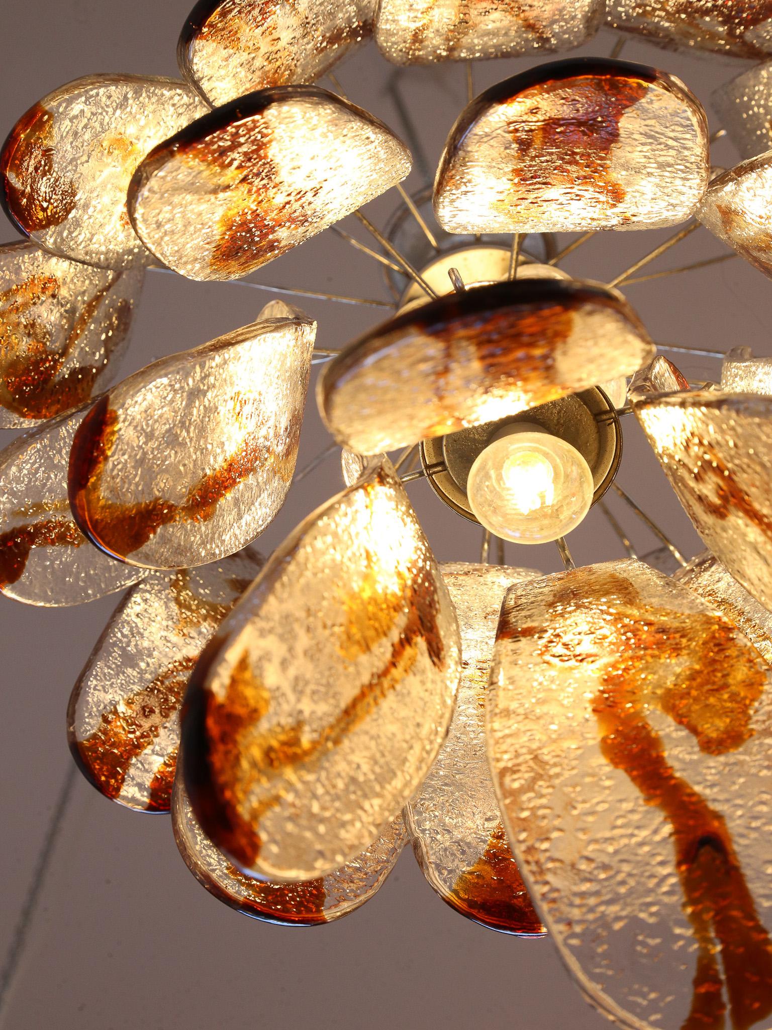AVMazzega Amber Murano Glass and Chrome Pendant Light  In Good Condition For Sale In Byron Bay, NSW