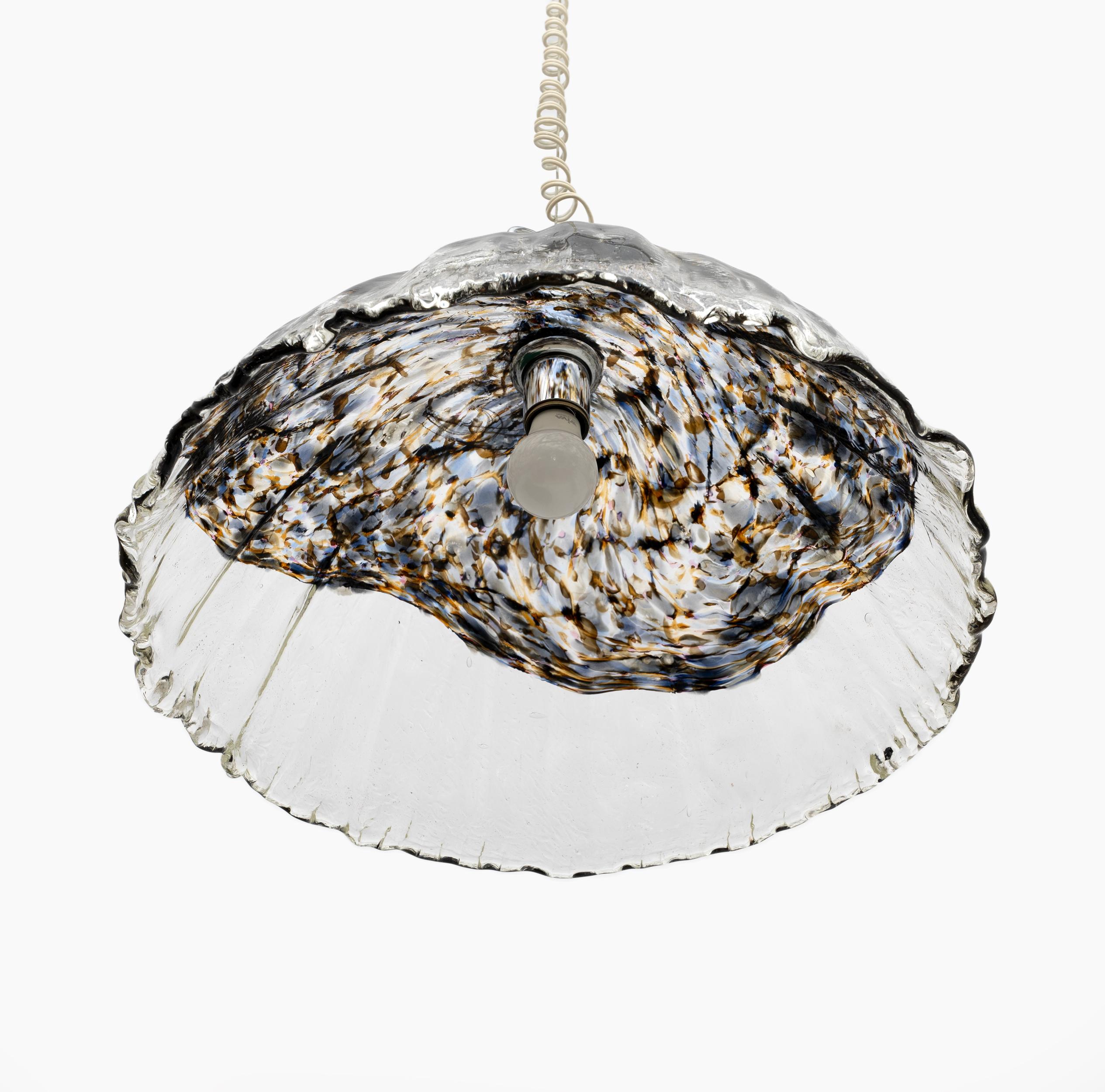 Late 20th Century Attributed to AV Mazzega Mid-Century Modern Italian Murano Glass Pendant, 1970s For Sale