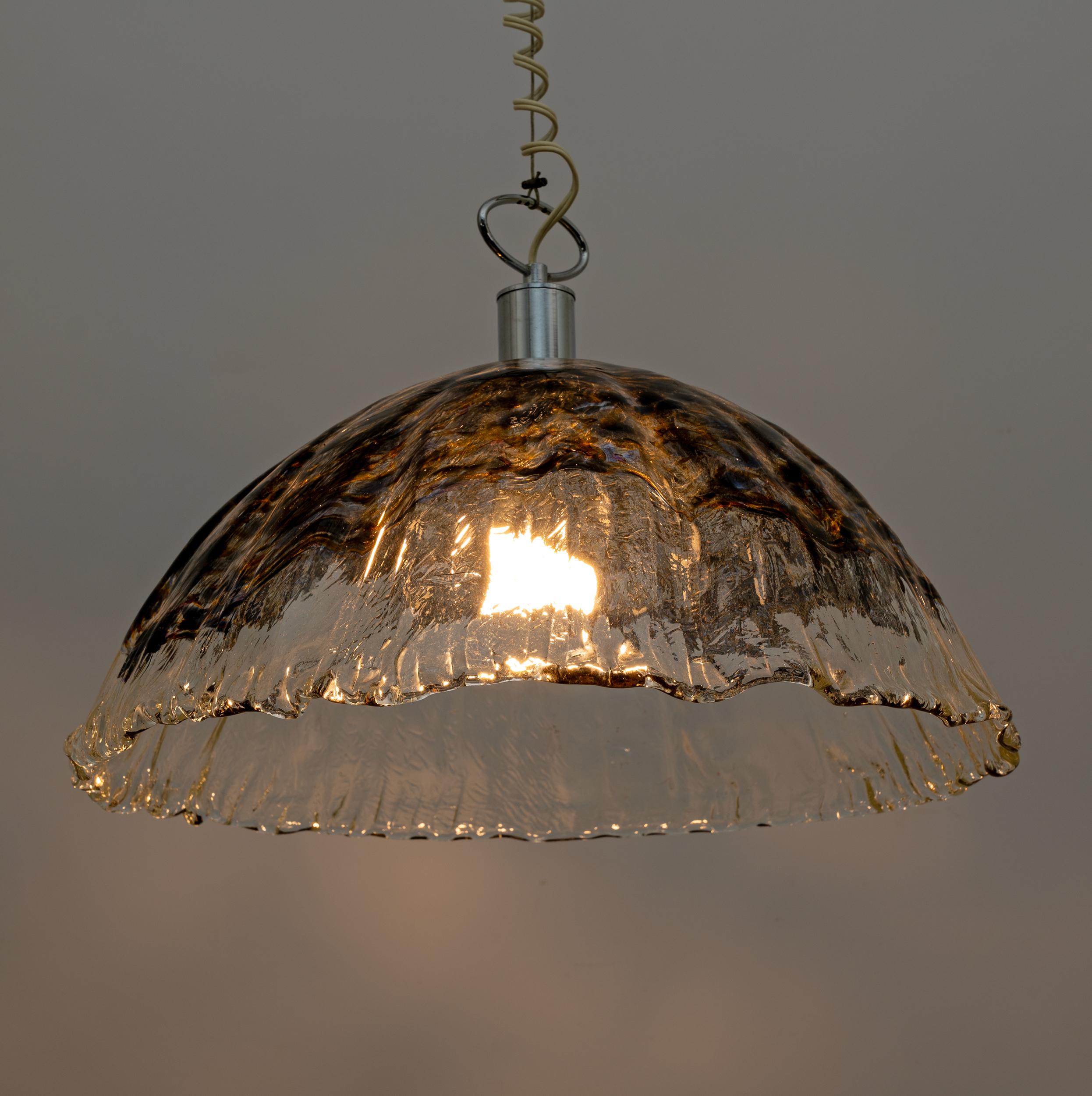 Attributed to AV Mazzega Mid-Century Modern Italian Murano Glass Pendant, 1970s For Sale 1