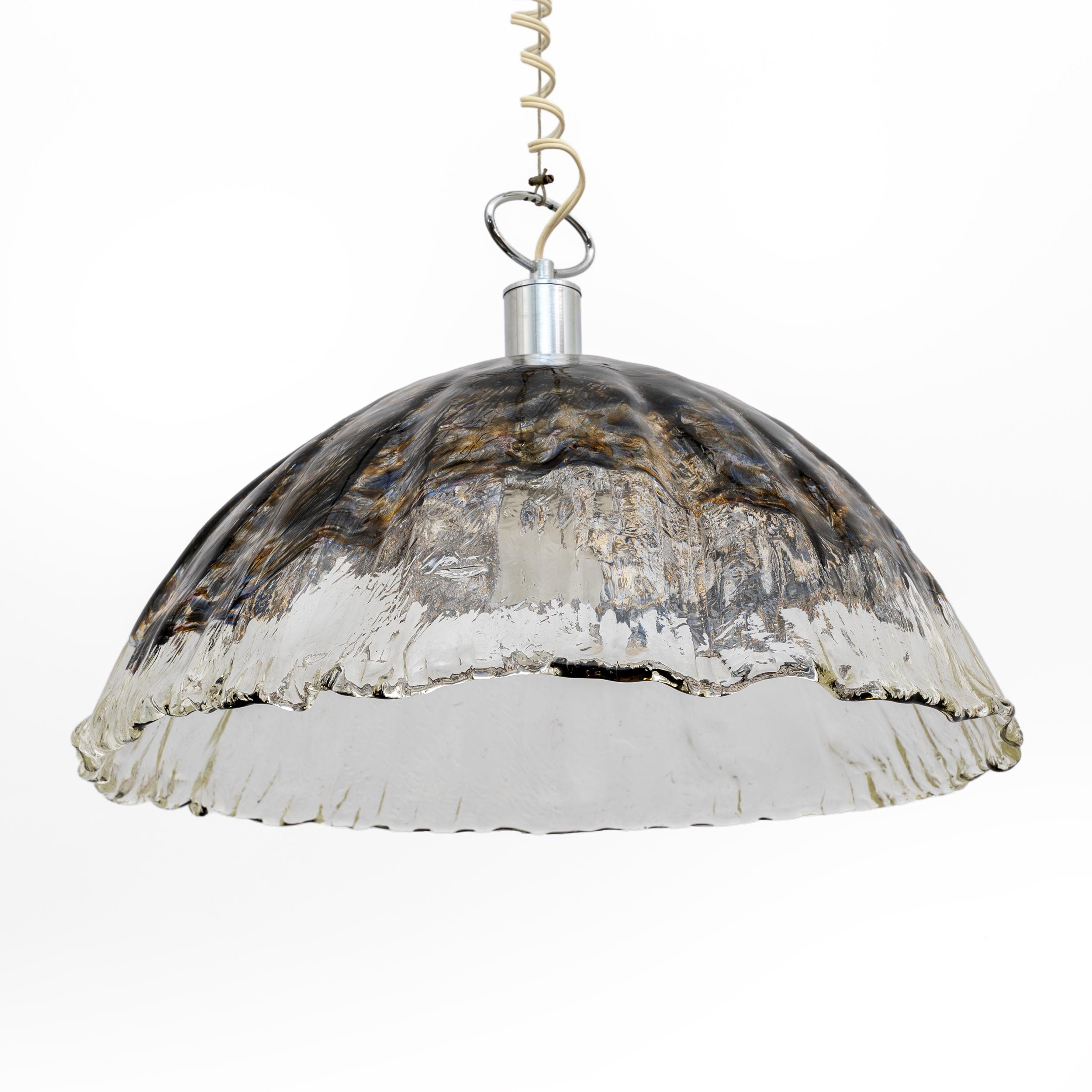 Attributed to AV Mazzega Mid-Century Modern Italian Murano Glass Pendant, 1970s For Sale 2