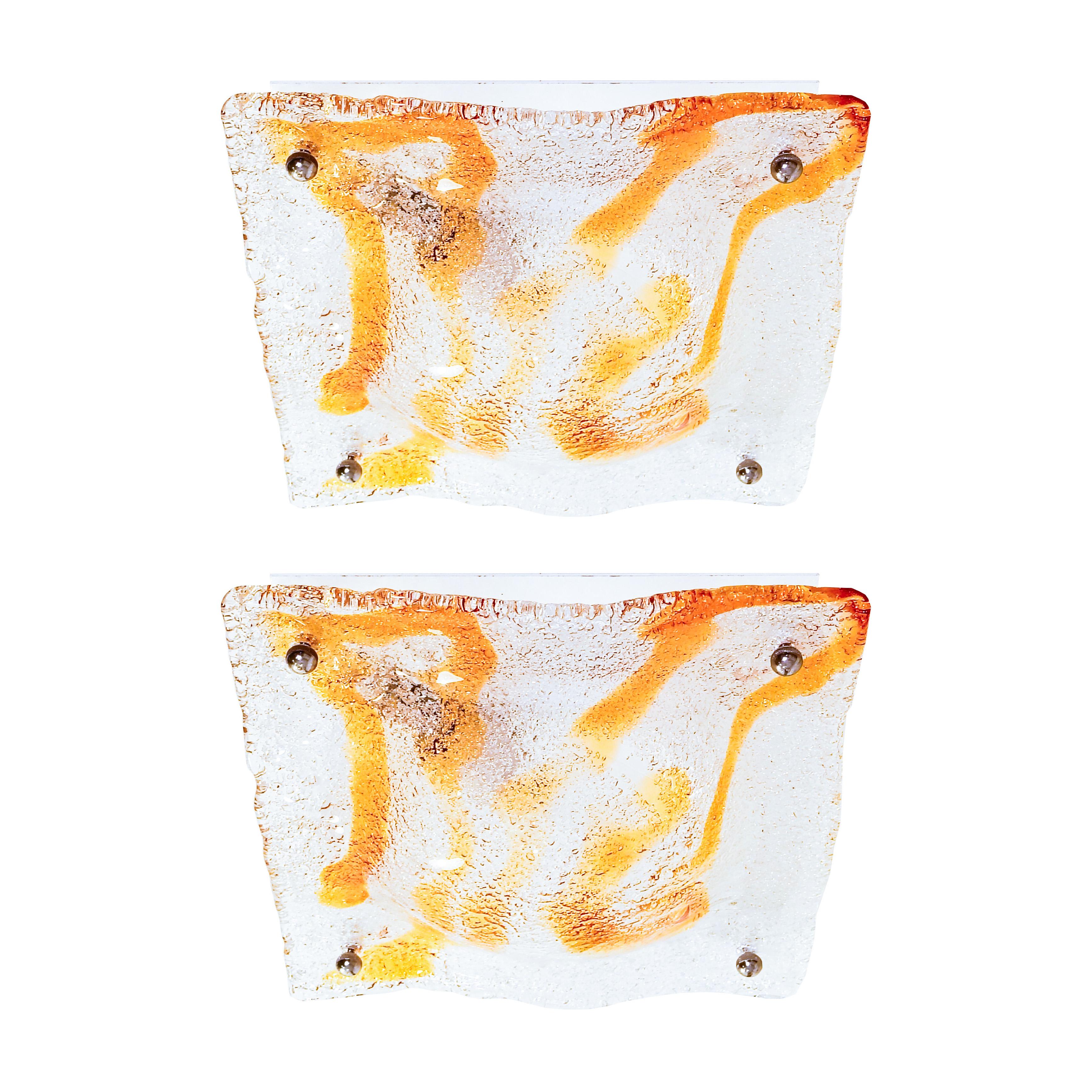 AVMazzega. Brutalist handmade murano sconces, Italy, 1970s For Sale 4
