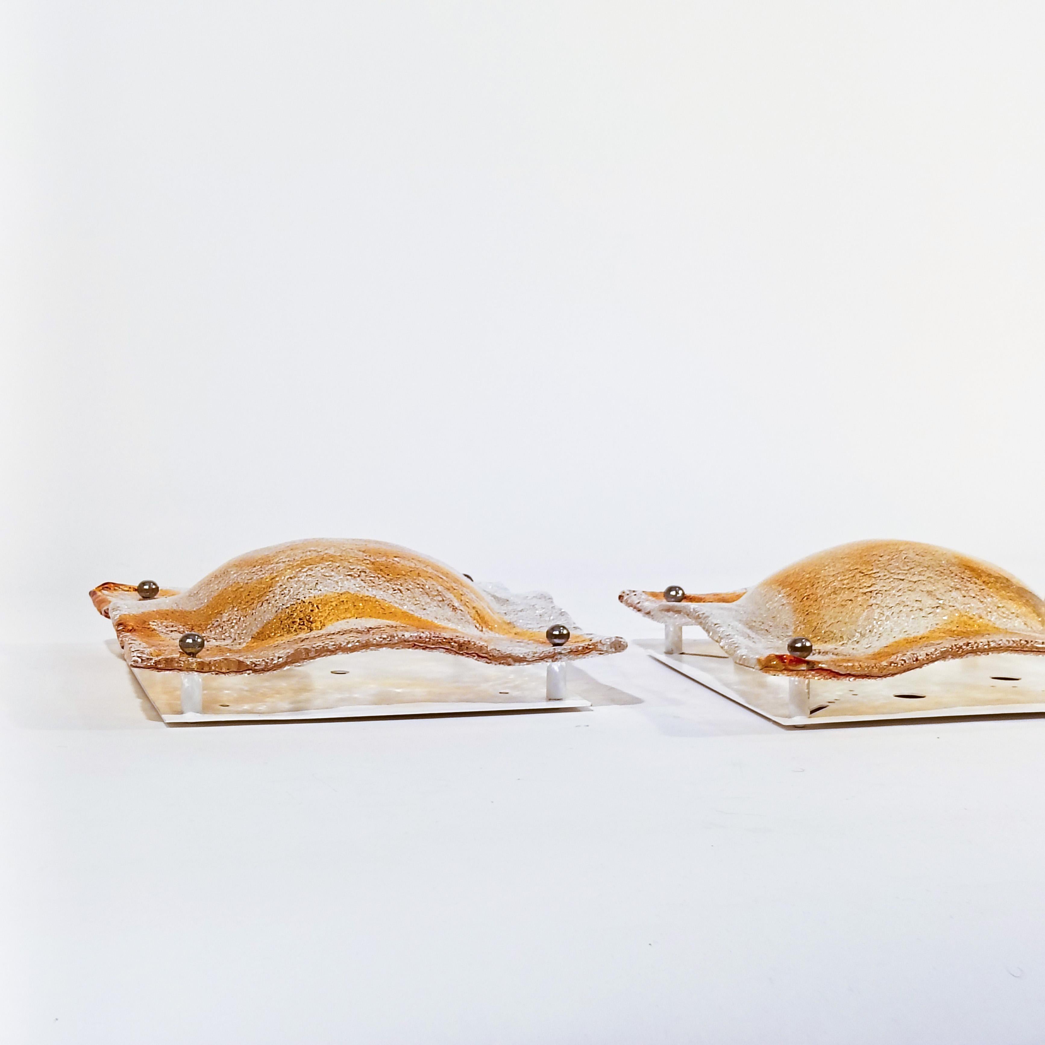 Italian AVMazzega. Brutalist handmade murano sconces, Italy, 1970s For Sale