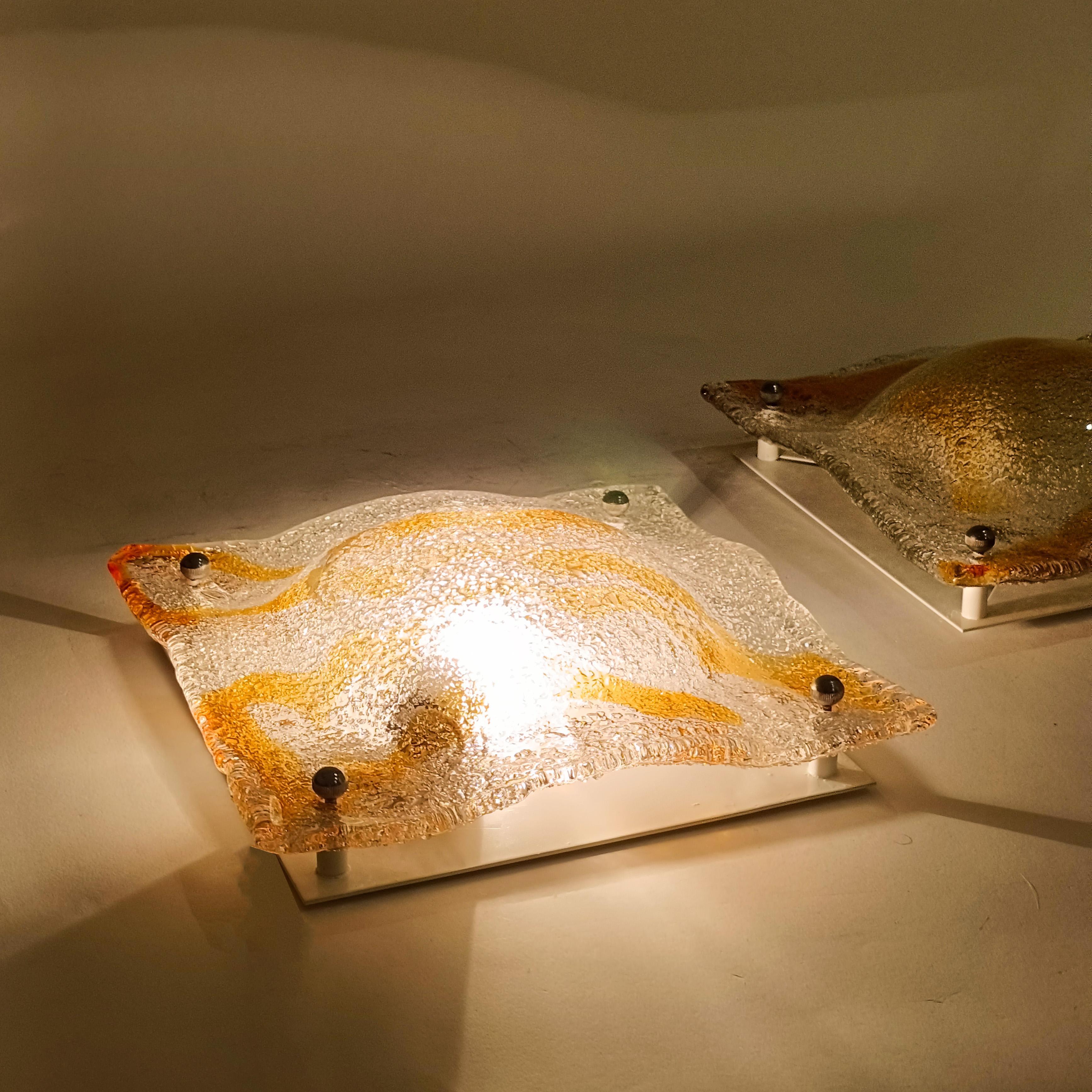 Fin du 20e siècle AVMazzega. Appliques ou montures affleurantes brutalistes en verre de Murano, Italie, années 1970 en vente
