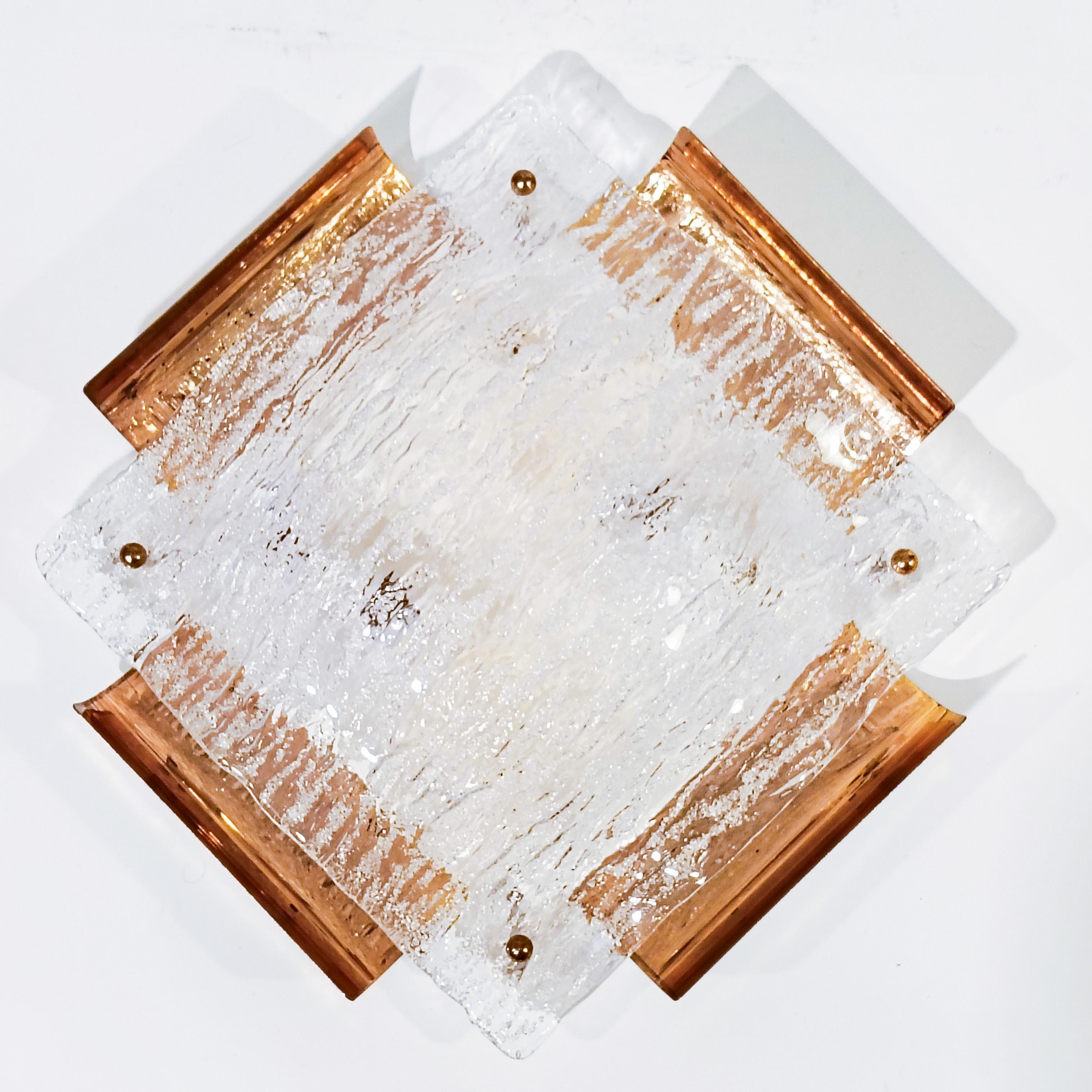 Italian AVMazzega. Hollywood Regency style gilded flush mount, Italy, 1970s For Sale