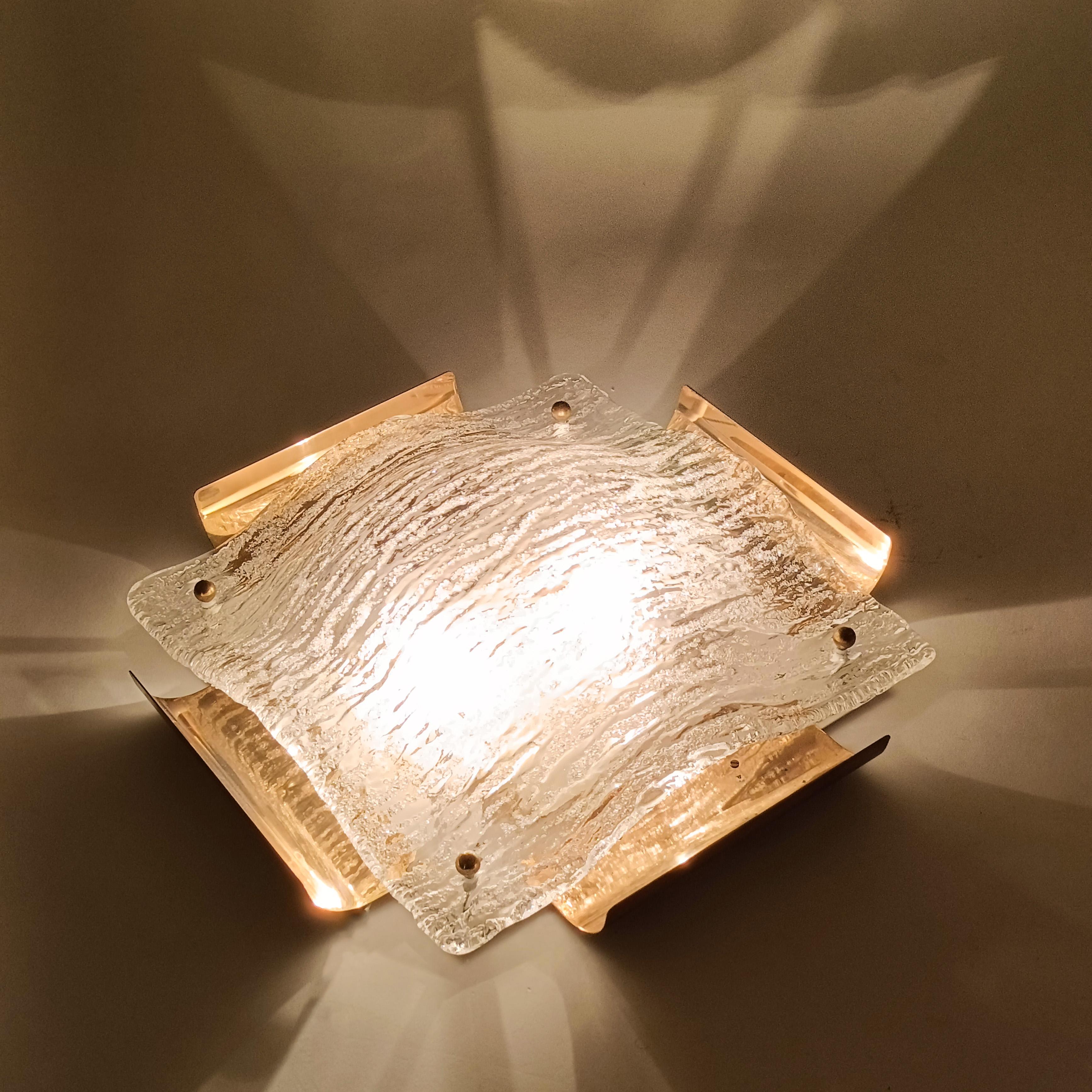 AVMazzega. Hollywood Regency style gilded flush mount, Italy, 1970s In Good Condition For Sale In SANT ADRIÀ DE BESÒS, ES
