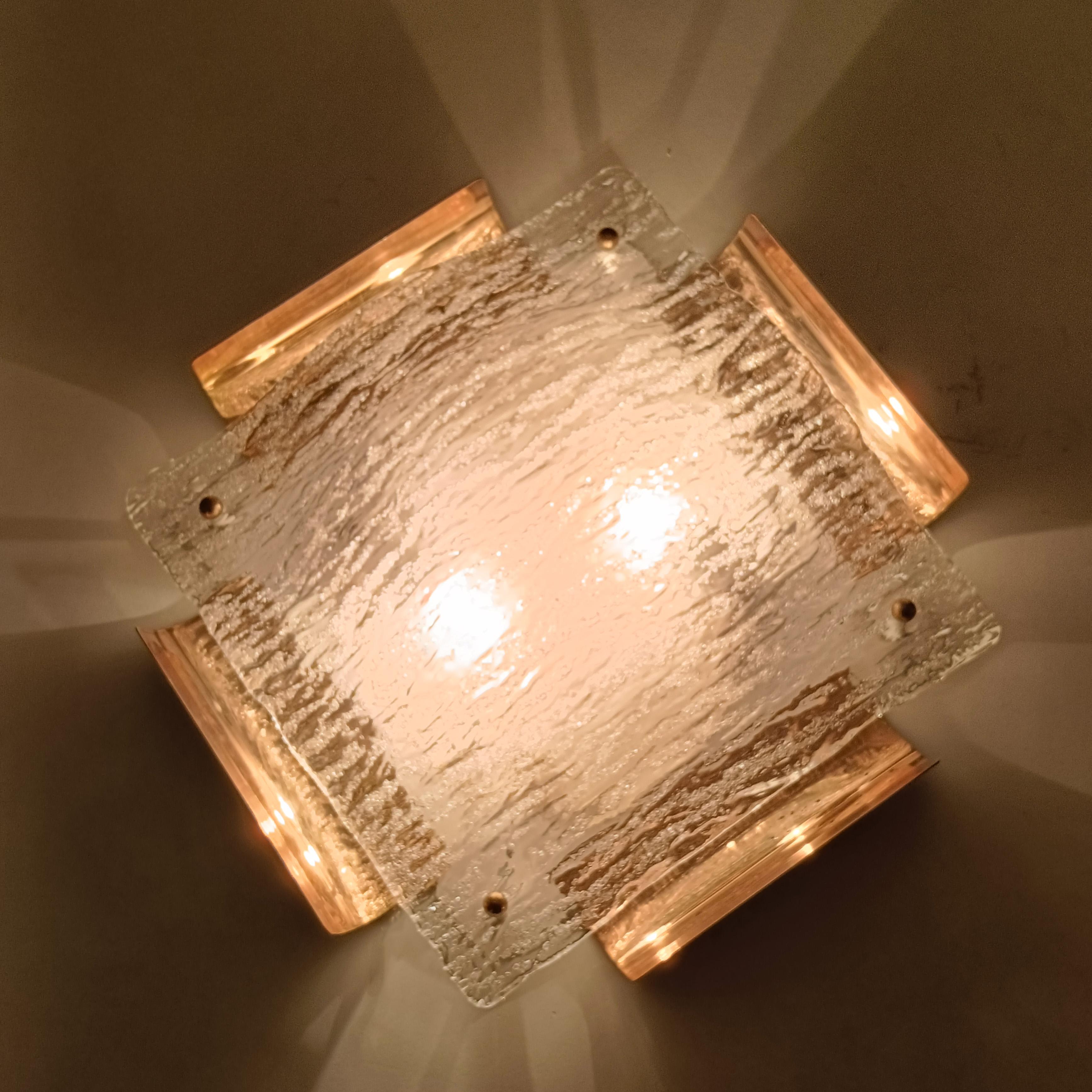 Metal AVMazzega. Hollywood Regency style gilded flush mount, Italy, 1970s For Sale