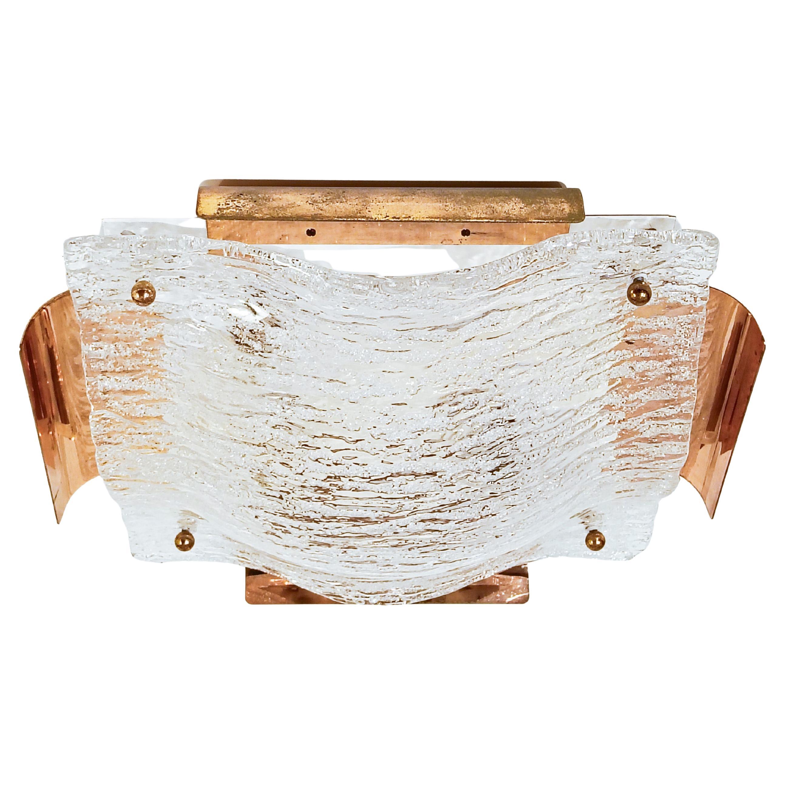AVMazzega. Hollywood Regency style gilded flush mount, Italy, 1970s For Sale