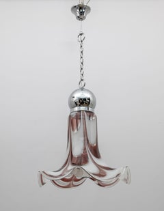 AVMazzega Mid-Century Modern Italian Murano Glass and Steel Pendant, 1970s