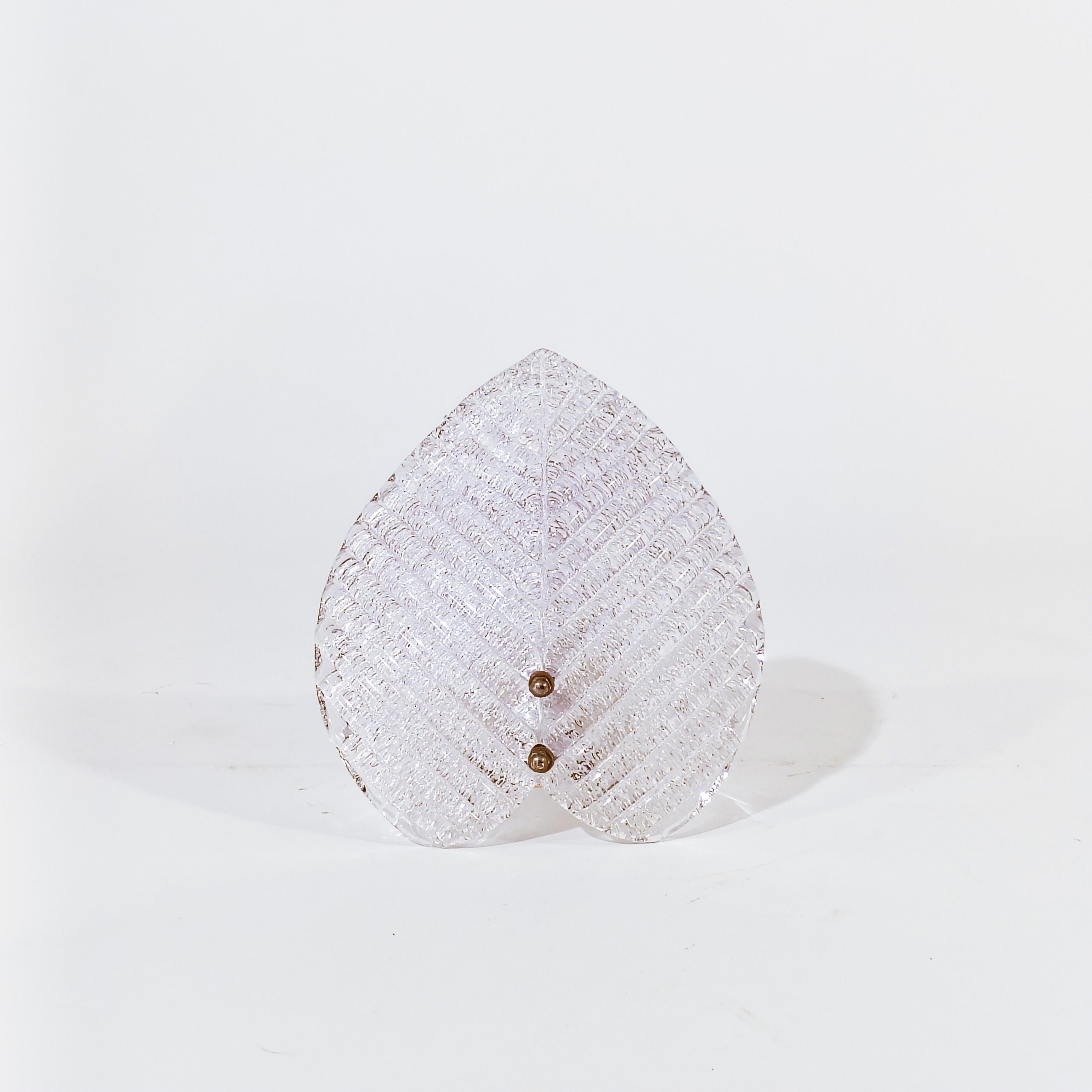 Hollywood Regency AVMazzega. Appliques à feuilles en verre de Murano, Italie, années 1970 en vente