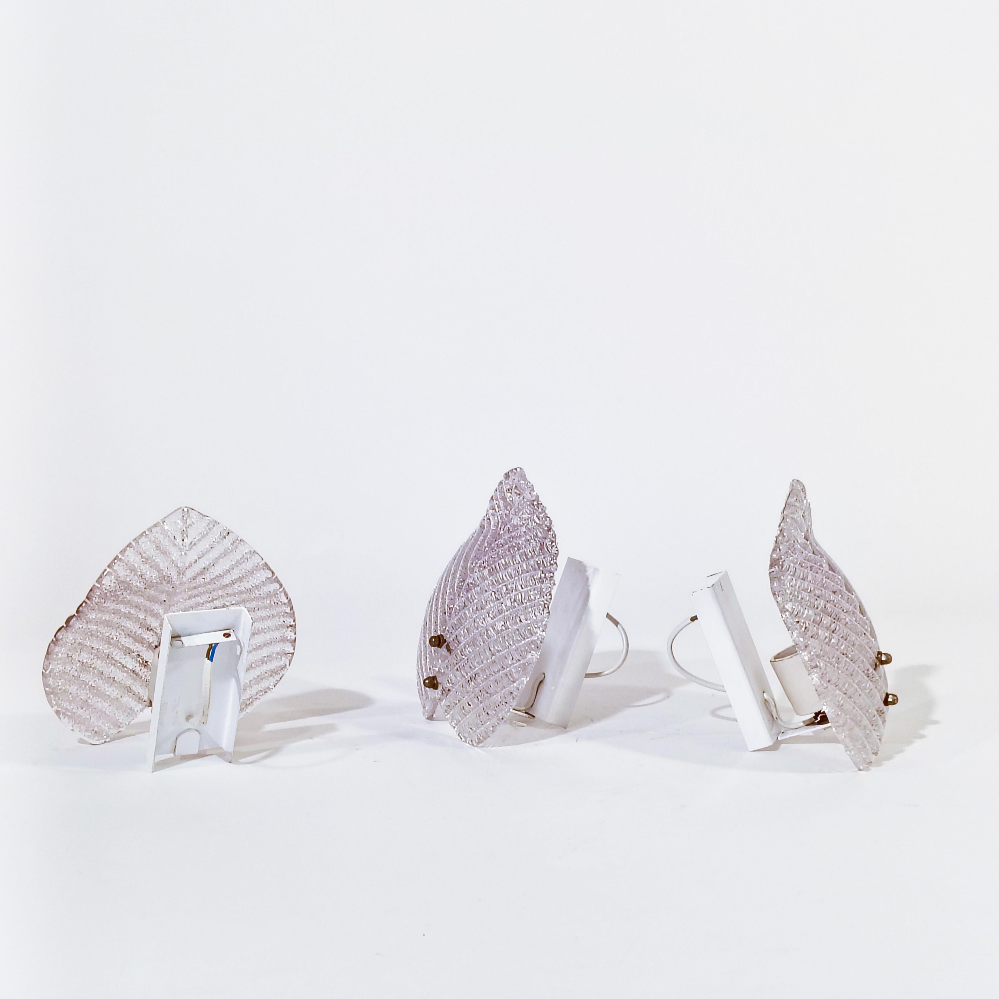 AVMazzega. Appliques à feuilles en verre de Murano, Italie, années 1970 Bon état - En vente à SANT ADRIÀ DE BESÒS, ES