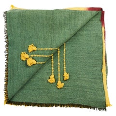 Avocado Green Hand Woven Hand Knotted Textured Artisanal Plush Blanket Scarf
