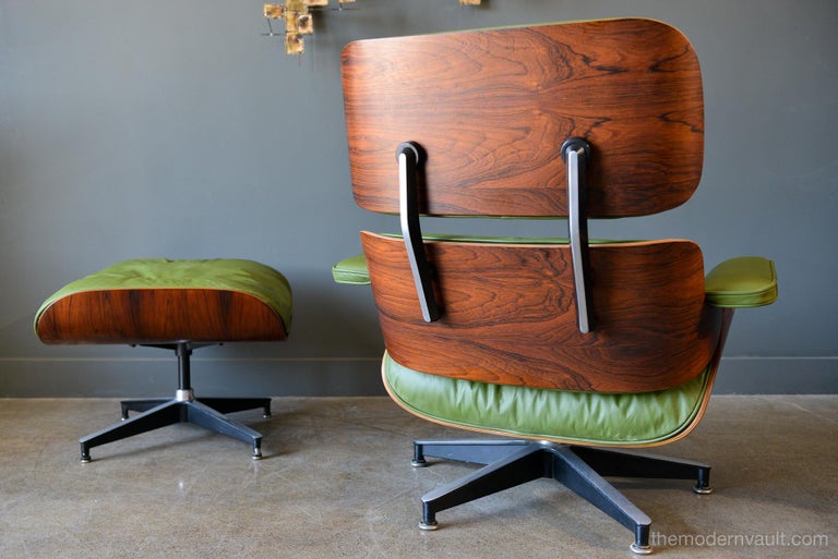 Avocado Green Leather Eames Lounge Chair and Ottoman, 1967 at 1stDibs eames chair 1967, green