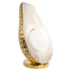 Avocado Modern Ceramic Floor/Table Lamp Pink Marble and Gold, Pop Art Lighting 