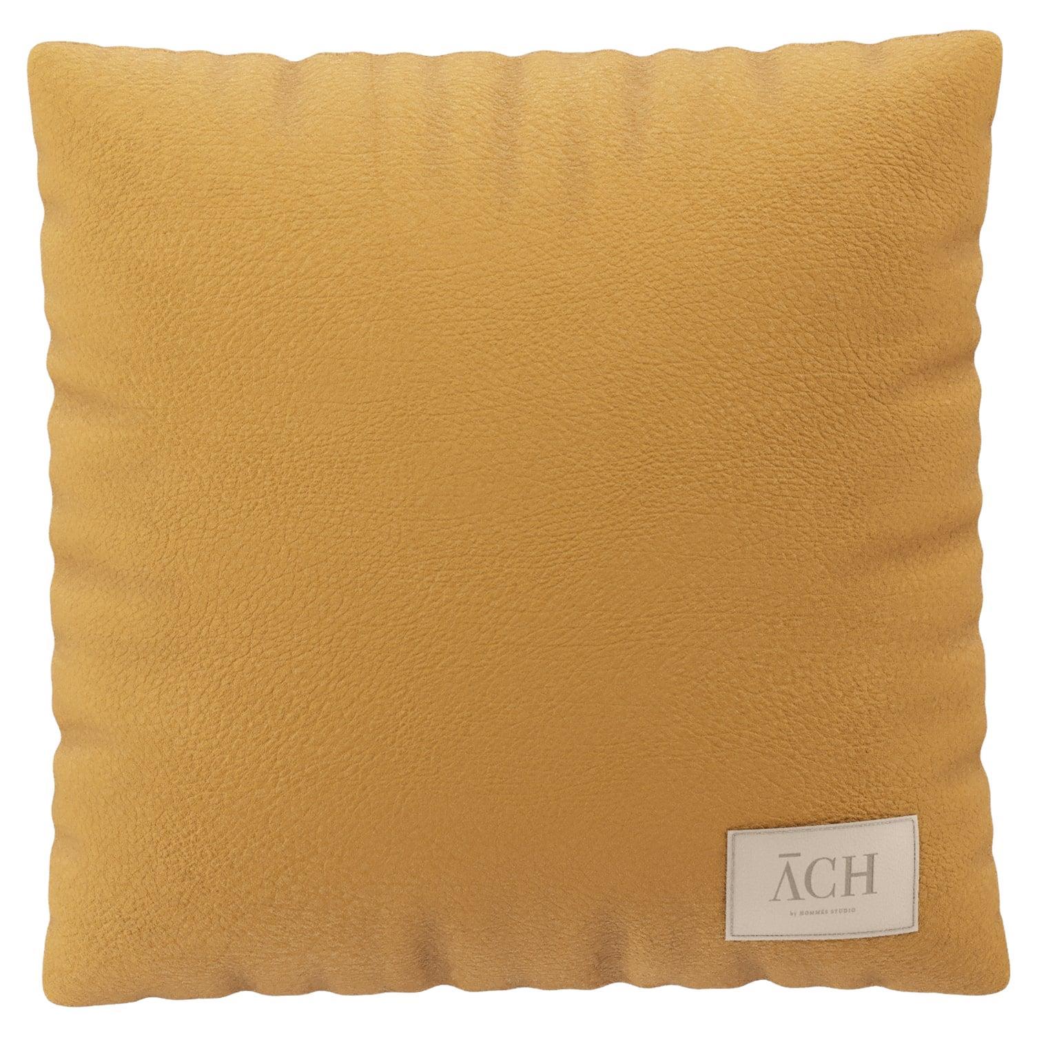 Modern Cream Faux Leather Pillow w/ Luxury Black Strap Vegan Leather