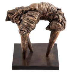 Avoidance 02, contemporary sculpure in cast bronze, polished