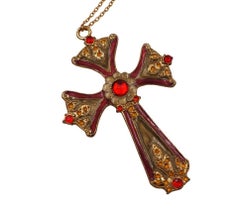 Avon Gold Cross With Center Red Cabachon