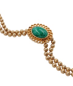 Avon Gold Lariat Necklace With Green Stone